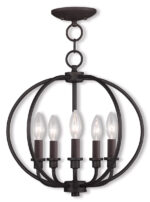 5 Light Bronze Lantern/Ceiling Light fixture with Steel base material-Lighting LumensLantern
