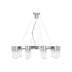 10 Light Polished Chrome Chandelier with Hand Crafted Clear Fluted Glass Shade-Lighting LumensChandeliers