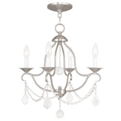 4 Light Brushed Nickel Mini Chandelier with Steel base material-Lighting LumensChandeliers