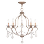 5 Light Antique Silver Leaf Chandelier with Steel base material-Lighting LumensChandeliers