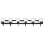 48 inch 6 Light Polished Chrome & Polished Brass Bathroom Vanity light fixture with White Alabaster Glass Shade-Lighting LumensBath/Flush Mounts