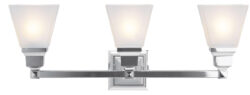 25.25 inch 3 Light Polished Chrome Bathroom Vanity light fixture with Satin Glass Shade-Lighting LumensBath/Vanity