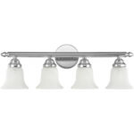 24 inch 4 Light Polished Chrome Bathroom Vanity light fixture with White Alabaster Glass Shade-Lighting LumensBath/Vanity
