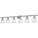 48 inch 6 Light Polished Chrome Bathroom Vanity light fixture with White Alabaster Glass Shade-Lighting LumensBath/Vanity