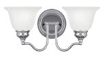 15.25 inch 2 Light Polished Chrome Bathroom Vanity light fixture with White Alabaster Glass Shade-Lighting LumensBath/Vanity