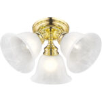3 Light Polished Brass Ceiling Light fixture with White Alabaster Glass Shade-Lighting LumensFlush Mount Ceiling Lights