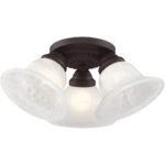 3 Light Bronze Ceiling Light fixture with White Alabaster Glass Shade-Lighting LumensFlush Mount Ceiling Lights