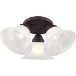3 Light Bronze Ceiling Light fixture with White Alabaster Glass Shade-Lighting LumensFlush Mount Ceiling Lights