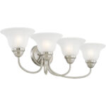 30.5 inch 4 Light Polished Chrome Bathroom Vanity light fixture with White Alabaster Glass Shade-Lighting LumensBath/Flush Mounts