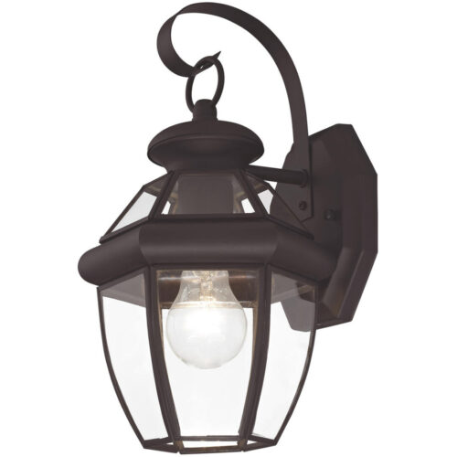 7 inch 1 Light Bronze Outdoor Wall Lantern Pendant Lighting Fixture with Clear Glass Panel Shade-Lighting LumensLantern