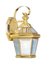 7 inch 1 Light Polished Brass Outdoor Wall Lantern Pendant Lighting Fixture with Clear Glass Panel Shade-Lighting LumensLantern