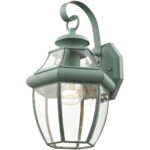 8.5 inch 1 Light Verdigris Outdoor Wall Lantern Pendant Lighting Fixture with Clear Beveled Glass Shade-Lighting LumensLantern