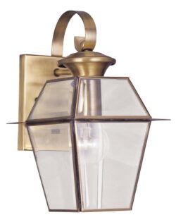 7.5 inch 1 Light Antique Brass Outdoor Wall Lantern Pendant Lighting Fixture with Clear Beveled Glass Shade-Lighting LumensLantern