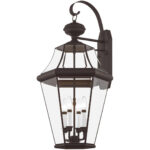 16 inch 4 Light Bronze Outdoor Wall Lantern Pendant Lighting Fixture with Clear Beveled Glass Shade-Lighting LumensLantern