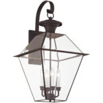 15 inch 4 Light Bronze Outdoor Wall Lantern Pendant Lighting Fixture with Clear Beveled Glass Shade-Lighting LumensLantern