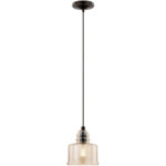 1 Light English Bronze Mini Pendant with Smoke Glass Shade-Lighting LumensPendant Lights