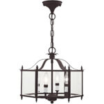 4398-07_01.jpg 4 Light Bronze Chain Hang/Ceiling Light fixture with Clear Beveled Glass Shade-Lighting LumensFlush Mount Ceiling Lights