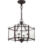 4398-07_03.jpg 4 Light Bronze Chain Hang/Ceiling Light fixture with Clear Beveled Glass Shade-Lighting LumensFlush Mount Ceiling Lights