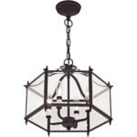 4398-07_04.jpg 4 Light Bronze Chain Hang/Ceiling Light fixture with Clear Beveled Glass Shade-Lighting LumensFlush Mount Ceiling Lights