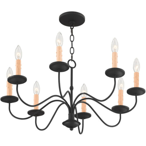 8 Light Black Chandelier with Steel base material-Lighting LumensChandeliers