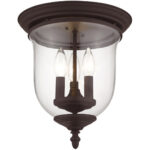 3 Light Bronze Ceiling Light fixture with Hand Blown Clear Glass Shade-Lighting LumensFlush Mount Ceiling Lights