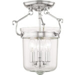 3 Light Brushed Nickel Pendant light Hanging Light Fixture with Hand Crafted Clear Glass Shade-Lighting LumensPendant Lights