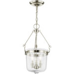 4 Light Bronze Pendant light Hanging Light Fixture with Hand Crafted Clear Glass Shade-Lighting LumensPendant Lights