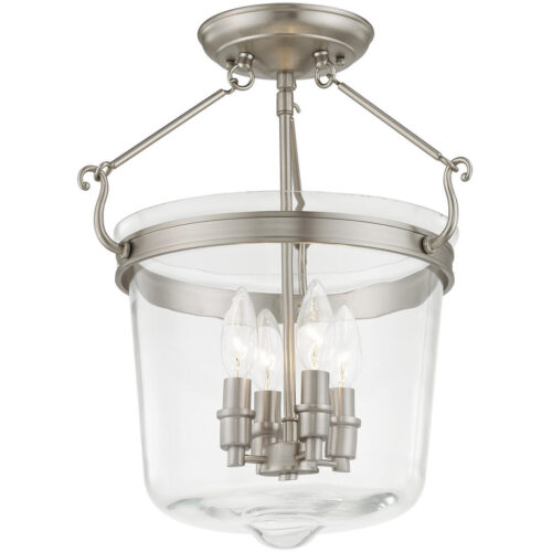 3 Light Bronze Ceiling Light fixture with Hand Crafted Seeded Glass Shade-Lighting LumensChandeliers