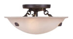 3 Light Bronze Ceiling Light fixture with Honey Alabaster Glass Shade-Lighting LumensFlush Mount Ceiling Lights