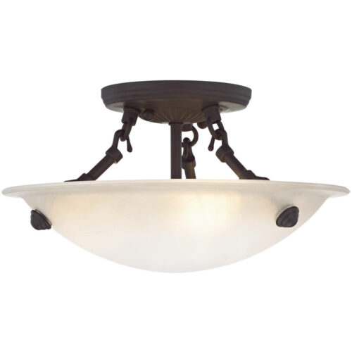 3 Light Bronze Ceiling Light fixture with Honey Alabaster Glass Shade-Lighting LumensFlush Mount Ceiling Lights