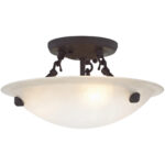 3 Light Bronze Ceiling Light fixture with Honey Alabaster Glass Shade-Lighting LumensFlush Mount Ceiling Lights