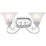 18.5 inch 2 Light Polished Chrome Bathroom Vanity light fixture with White Alabaster Glass Shade-Lighting LumensBath/Vanity