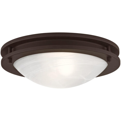 2 Light Bronze Ceiling Light fixture with White Alabaster Glass Shade-Lighting LumensFlush Mount Ceiling Lights