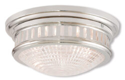 3 Light Brushed Nickel Ceiling Light fixture with Hand Blown Clear Cut Glass Shade-Lighting LumensChandeliers