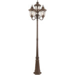 4 Light Imperial Bronze Outdoor Chain Lantern Pendant Lighting Fixture with Amber Water Glass Shade-Lighting LumensLantern