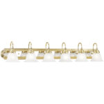 48 inch 6 Light Polished Brass & Polished Chrome Bathroom Vanity light fixture with White Alabaster Glass Shade-Lighting LumensBath/Vanity