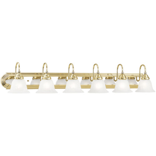 48 inch 6 Light Polished Brass & Polished Chrome Bathroom Vanity light fixture with White Alabaster Glass Shade-Lighting LumensBath/Vanity