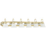48 inch 6 Light Polished Brass & Polished Chrome Bathroom Vanity light fixture with White Alabaster Glass Shade-Lighting LumensBath/Vanity