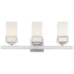 23.875 inch 3 Light Brushed Nickel Bathroom Vanity light fixture with Hand Blown Satin Opal White Glass Shade-Lighting LumensBath/Vanity
