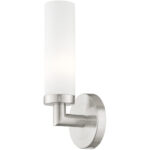 4.5 inch 1 Light Brushed Nickel Wall Sconce with White Twist Lock Glass Shade-Lighting LumensWall Sconces