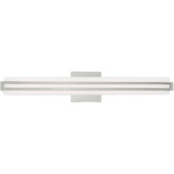 4.375 inch 32W LED Polished Chrome ADA Bathroom Vanity light fixture with Satin White Acrylic Shade-Lighting LumensBath/Vanity