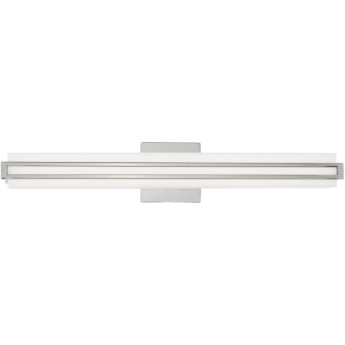 4.375 inch 32W LED Polished Chrome ADA Bathroom Vanity light fixture with Satin White Acrylic Shade-Lighting LumensBath/Vanity