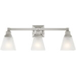 25.25 inch 3 Light Brushed Nickel Bathroom Vanity light fixture with Satin Glass Shade-Lighting LumensBath/Vanity