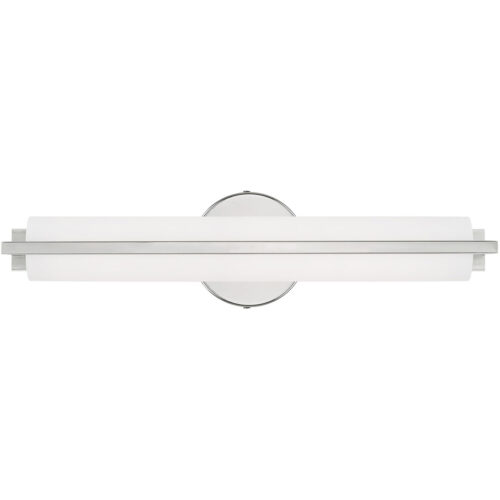 4.375 inch 18W LED Polished Chrome ADA Bathroom Vanity light fixture with Satin White Acrylic Shade-Lighting LumensBath/Vanity