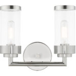 12.75 inch 2 Light Polished Chrome Bathroom Vanity light fixture with Clear Glass Shade-Lighting LumensBath/Vanity