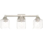23 inch 3 Light Brushed Nickel Bathroom Vanity light fixture with Hand Blown Clear Seeded Glass Shade-Lighting LumensBath/Vanity