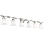 48 inch 6 Light Brushed Nickel Bathroom Vanity light fixture with White Alabaster Glass Shade-Lighting LumensBath/Vanity