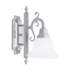 6 inch 1 Light Polished Chrome Bathroom Vanity light fixture with White Alabaster Glass Shade-Lighting LumensBath/Vanity