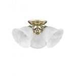 3 Light Antique Brass Ceiling Light fixture with White Alabaster Glass Shade-Lighting LumensFlush Mount Ceiling Lights