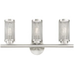 23.5 inch 3 Light Brushed Nickel Bathroom Vanity light fixture with Brushed Nickel Stainless Steel Mesh Shade Shade-Lighting LumensBath/Vanity